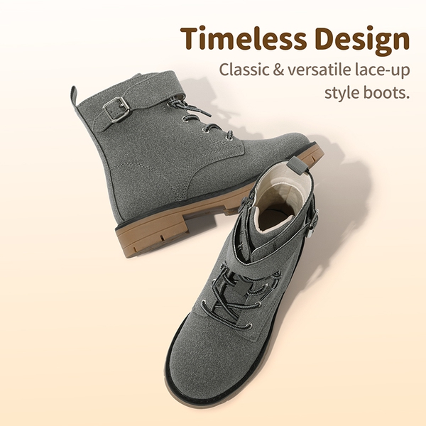 Kids Lace-Up Combat Boots - DARK GRAY - 2